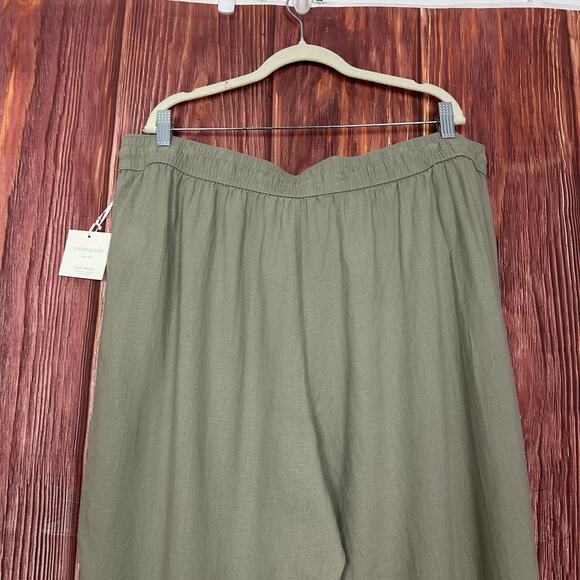 Cynthia Rowley Womens Linen Blend Pant Drawstring Waist Sage Green Size 1X NWT - Picture 5 of 7